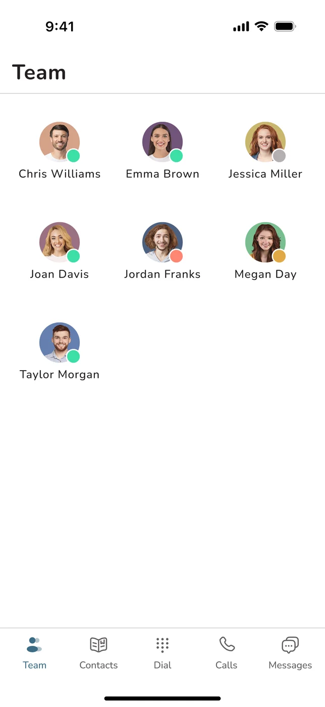 Uniden Voice mobile app team view