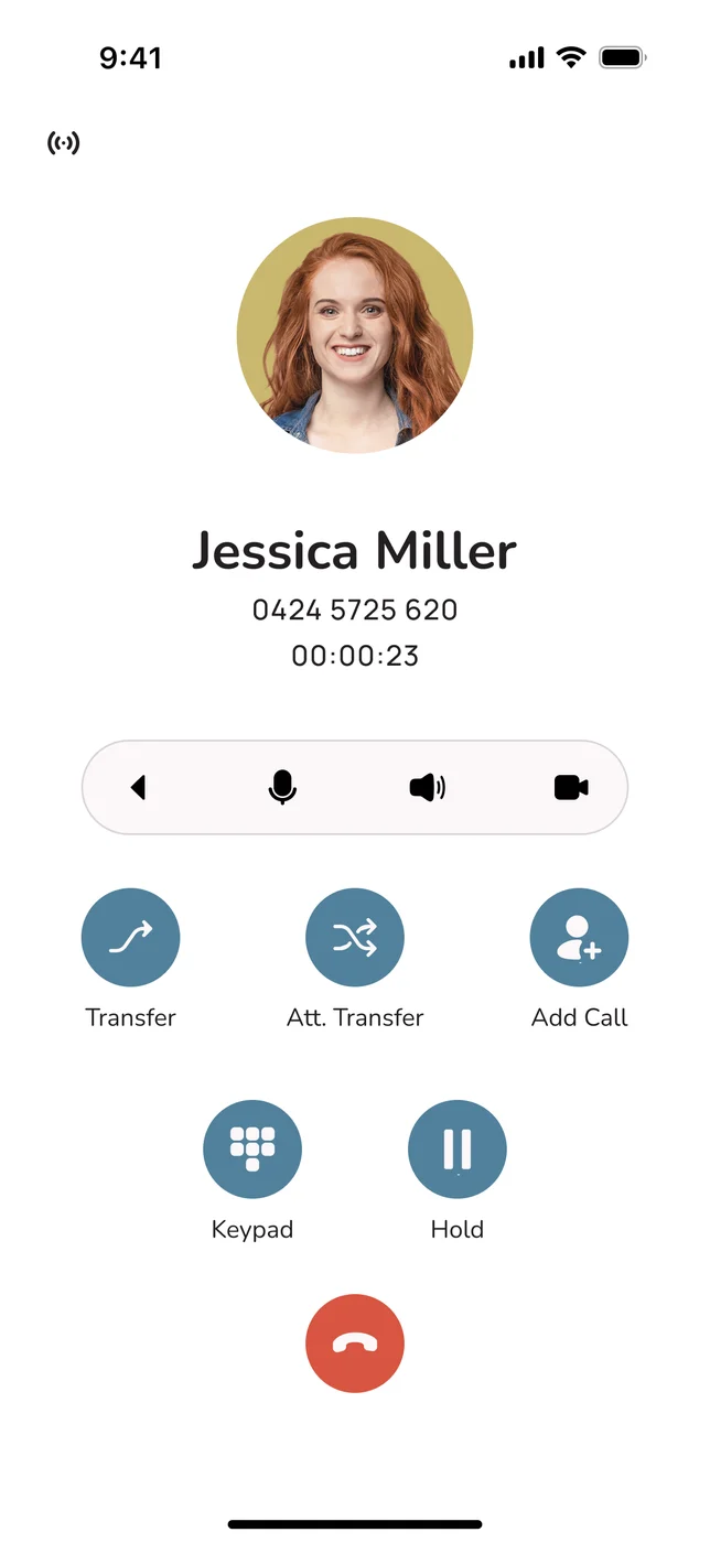 Uniden Voice mobile app on a live call